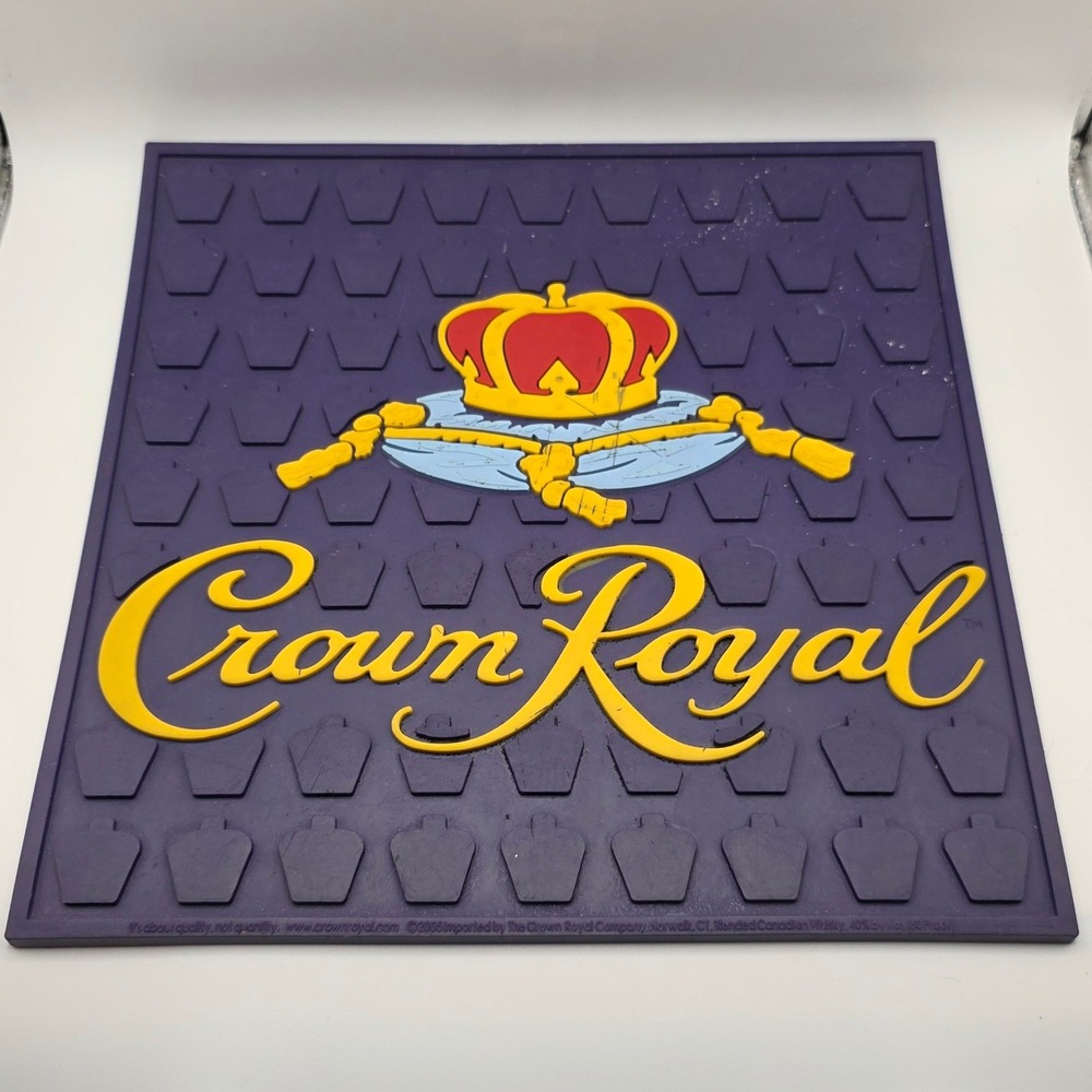 Vintage 2005 Crown Royal Rubber Bar Service Mat Purple 12x12 Square Spill Mat